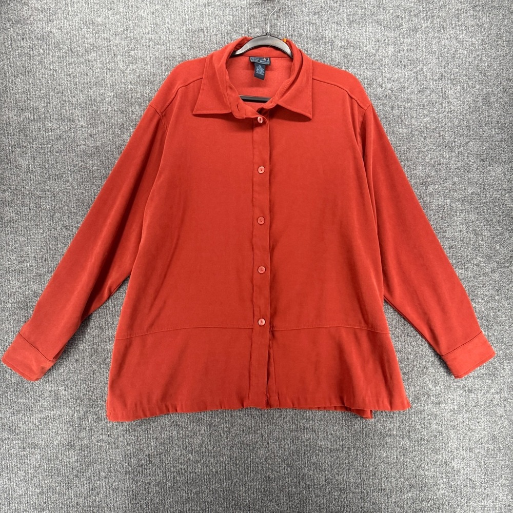 Jane Ashley Shirt Womens 2X Brown Faux Suede Button Up Western Peasant Farm Boho